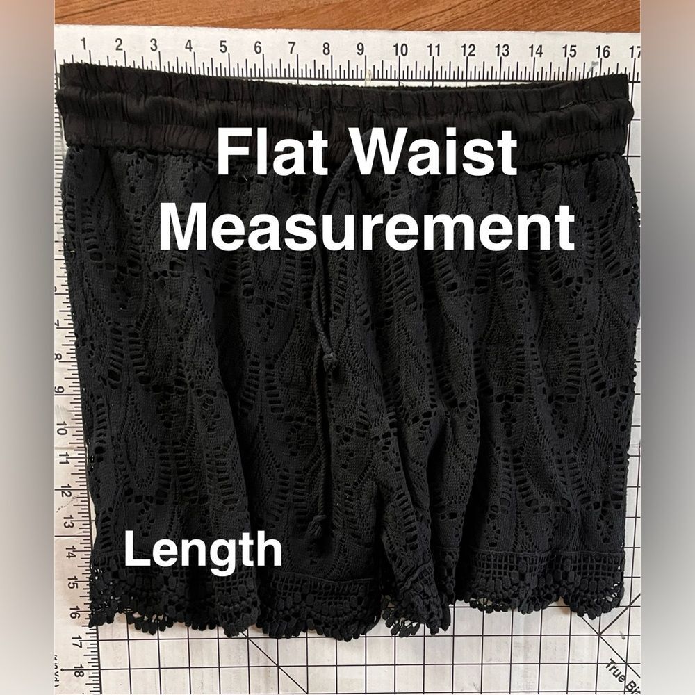 💯 % Cotton High Waist Black Lined Crocheted Shorts - Picture 4 of 6